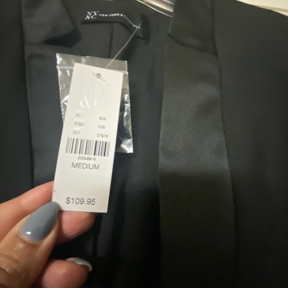 Women’s black tuxedo style blazer with satin trim - Picture 3 of 5